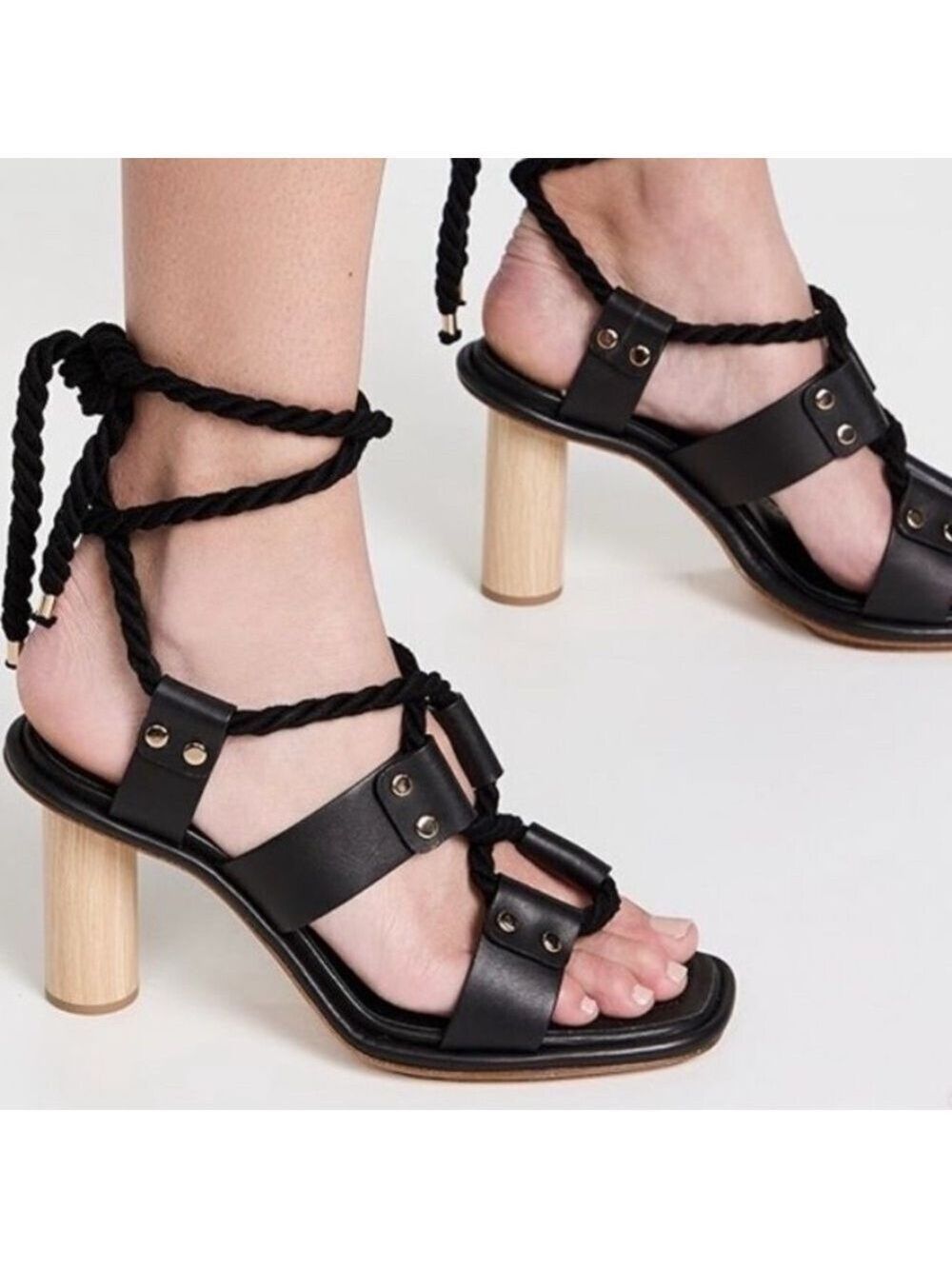 NEW Ulla Johnson Elvie Rope High Strappy Heel Sandal in Noir Size 38 US 7.5 - Picture 5 of 15